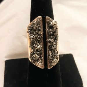 Womens Rose Gold Tone Pyrite Fashion Ring